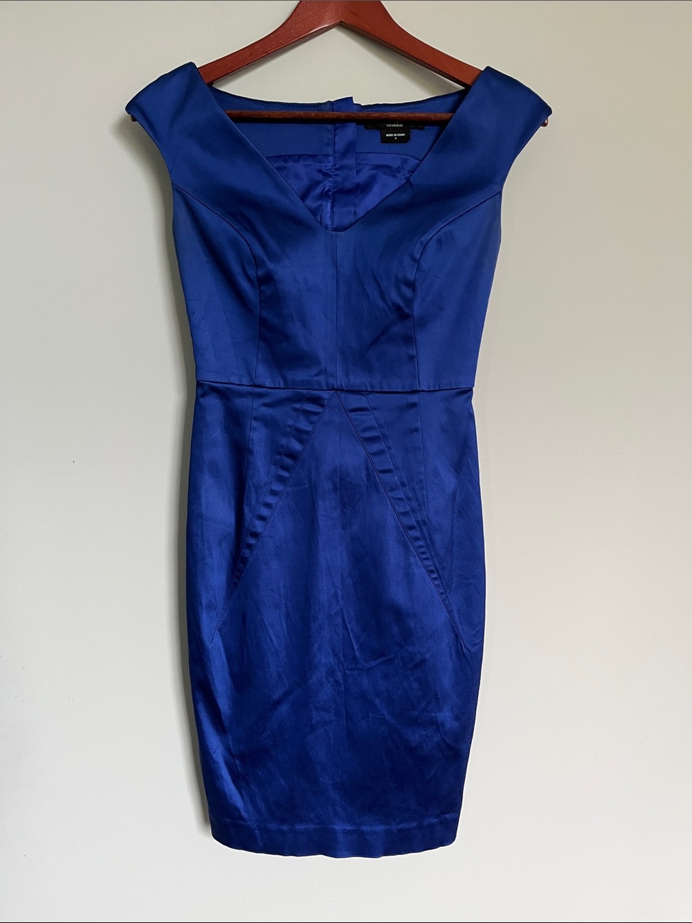 Guess by Marciano Royal Blue Satin Fitted Cocktail Dress - Size 2
